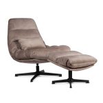 COLORADO draaifauteuil met voetsteun - beige/zwart