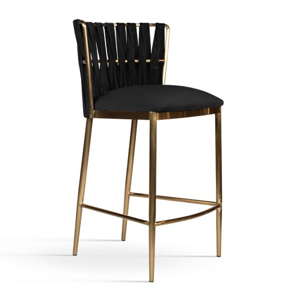 HORDIA 60 zwarte kruk/geborstelde gouden poot
