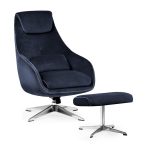 KENT fauteuil met voetenbank - marineblauw