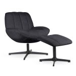 LUNA draaifauteuil met voetsteun - zwart/zwart