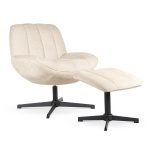 LUNA draaifauteuil met voetsteun - beige/zwart
