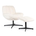 LUNA draaifauteuil met voetsteun - crème/zwart