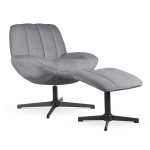LUNA draaifauteuil met voetsteun - grijs/zwart