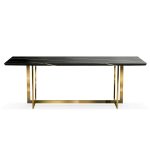 MARBLE tafel 180x90 zwart marmer / gouden poot