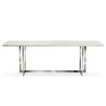MARBLE tafel 180x90 wit marmer / zilveren poot