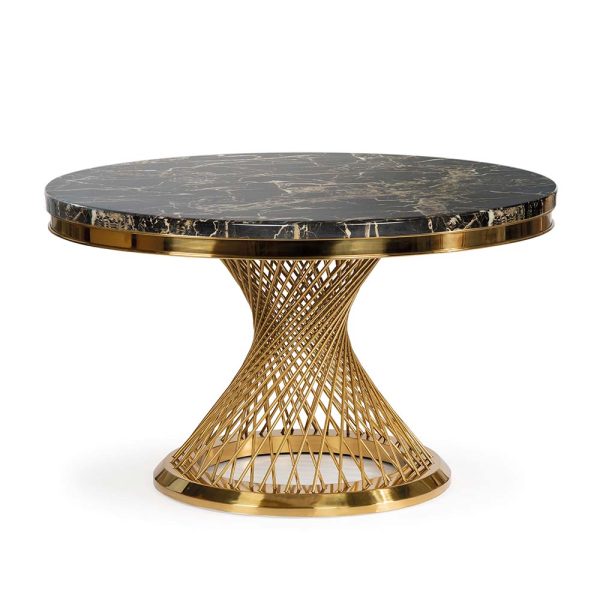 ROMANCE tafel, zwart marmer/gouden poot