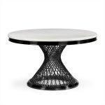 ROMANCE tafel, wit marmer/zwarte poot