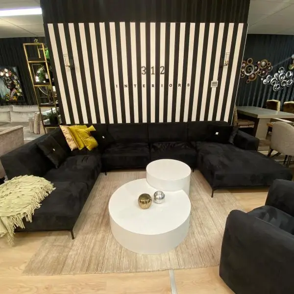 Hoekbank Milano – Compleet Zwart Micro Leer