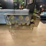 Stijlvolle Grote Spiegelende Console Tafel met Bladmotief