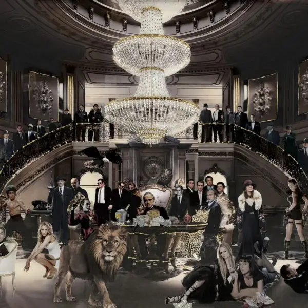 Glasschilderij 120x80cm Maffia in casino