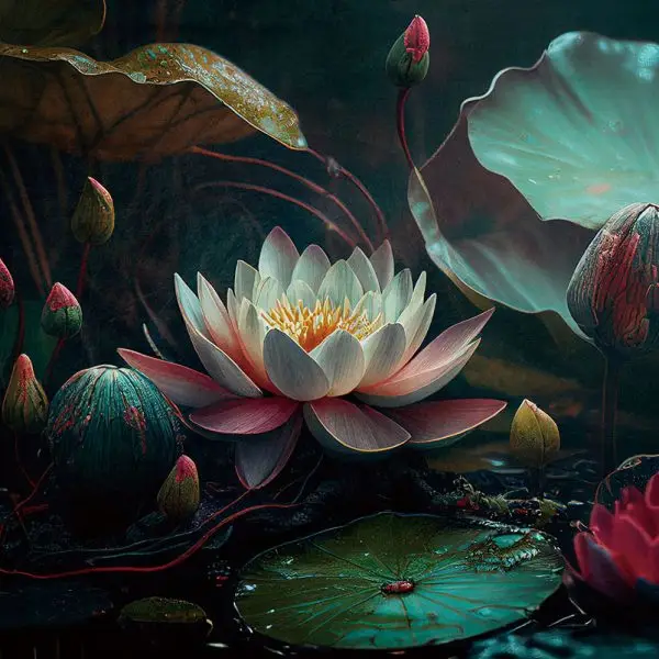 Glasschilderij met 3D reliÃ«f 120x80cm Waterplanten