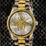 Glasschilderij 80x120cm Horloge goud