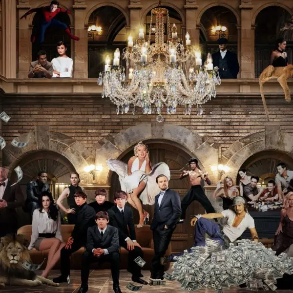 Glasschilderij 120x80cm Maffia in casino