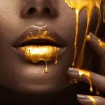 Glasschilderij 160x80cm Lippen met gouden verf