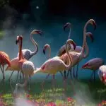 Glasschilderij 120x80cm Flamingo's