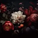 Glasschilderij 120x80cm Bloemen wit/rood
