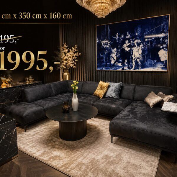 Luxe Hoekbank U-Vorm | Antraciet stof | Moderne Designbank |